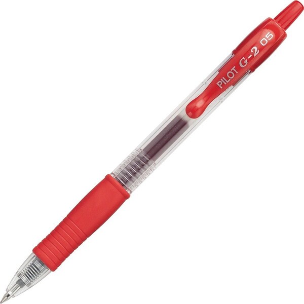 Gel Pen, Retractable, Refillable, Extra Fine Point, Red PK